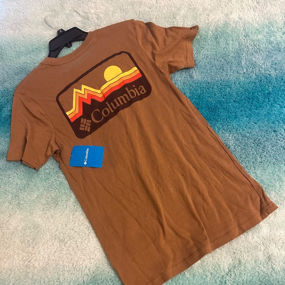 NEW Columbia Sunset Graphic Brown Tee Men's SMALL